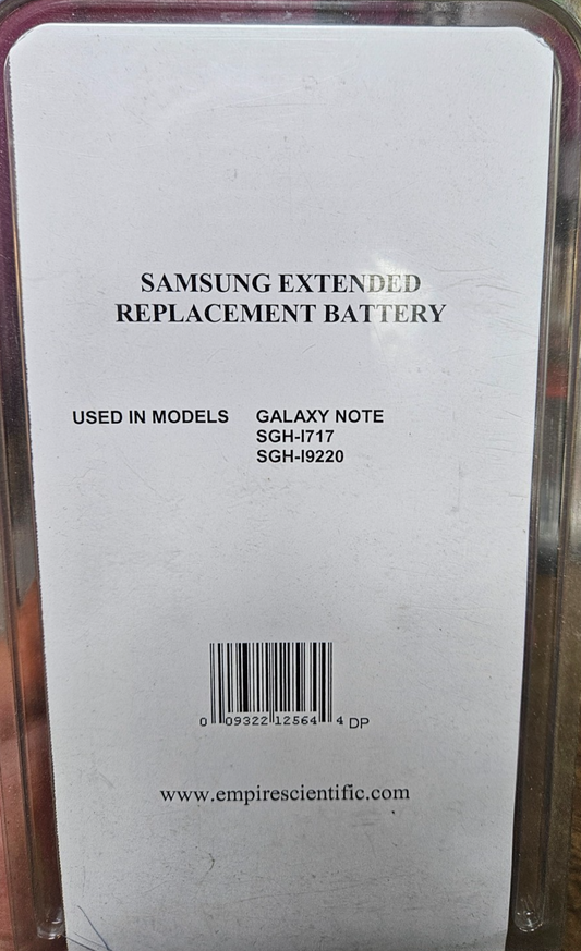 Empire Samsung Galaxy Note Sgh-i717 Extended Replacement Battery W/ Cover New 2