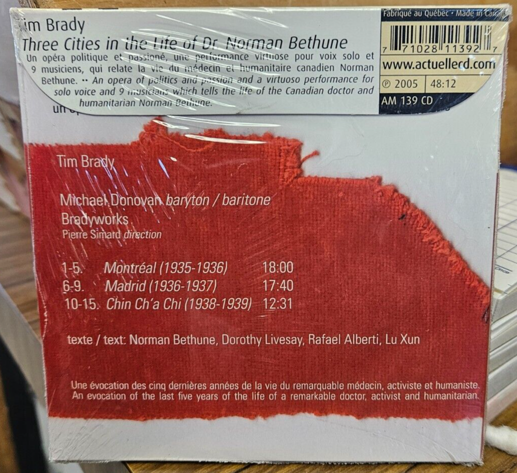 Tim Brady Michael Donovan "3 Cities In The Life Of Dr.Norman Bethune" New CD1