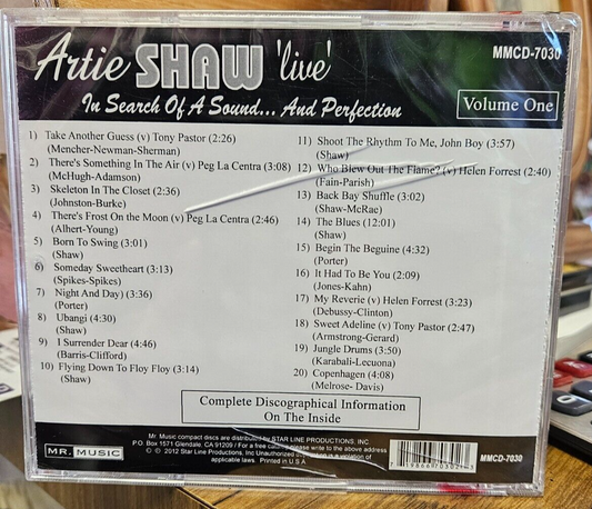 Artie Shaw LIve "Series Live From The Vaults" New Sealed CD1