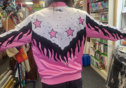 Bret Hart "Hitman" WWE Chalk Line Jacket New With Tags Pink Black White Large1