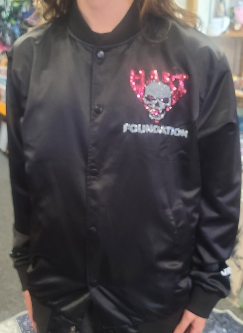Bret  Hart "Hart Foundation" Chalkline Button Pre-owned Sequenced Jacket Large1