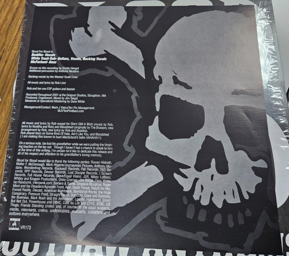 BLOOD FOR BLOOD "Outlaw Anthems" Victory 2015 With Download Used LP Near Mint6