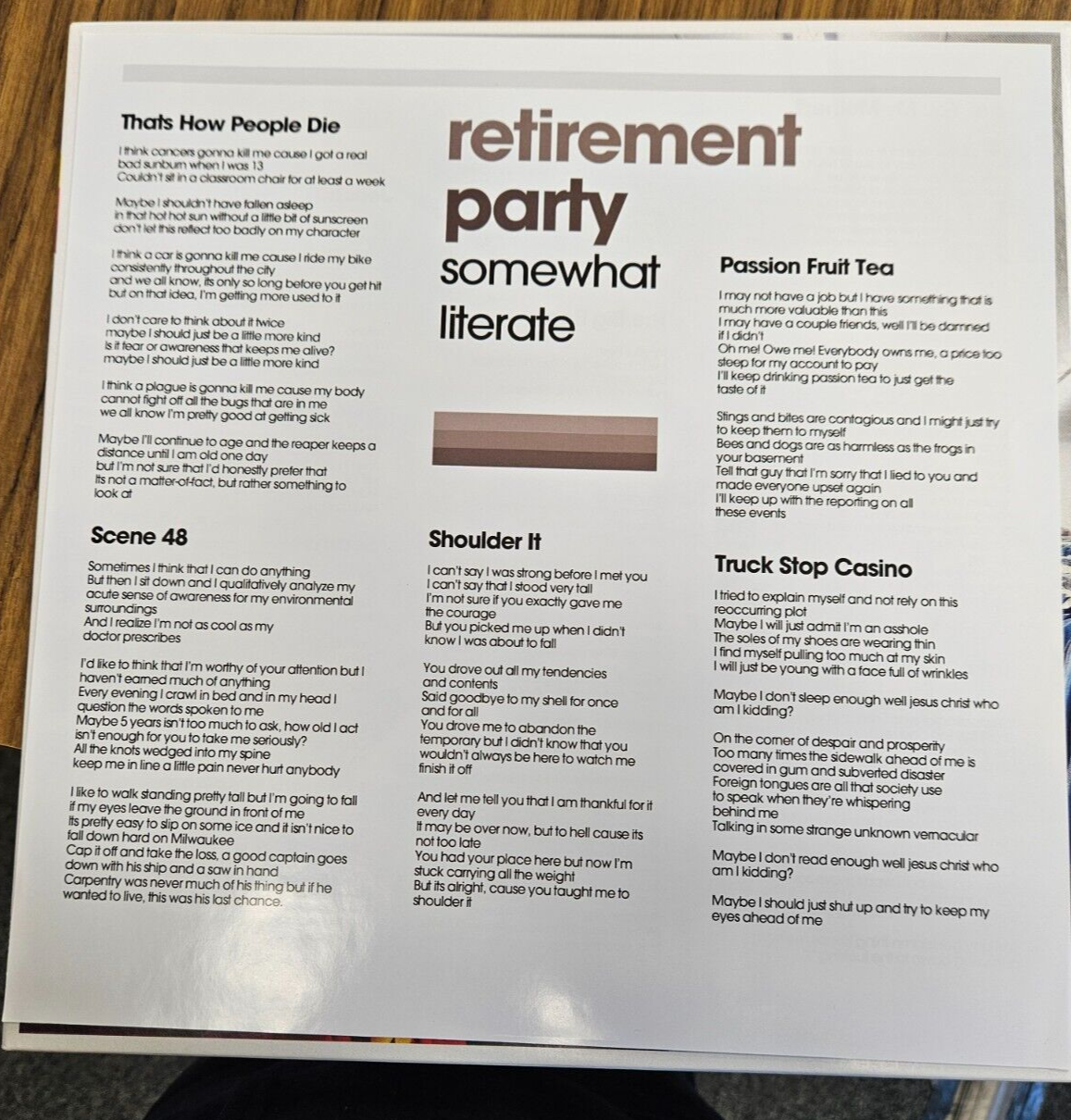 Retirement Party "Somewhat Literate" Used LP NM- Vg+ LP Limited Colored LP4