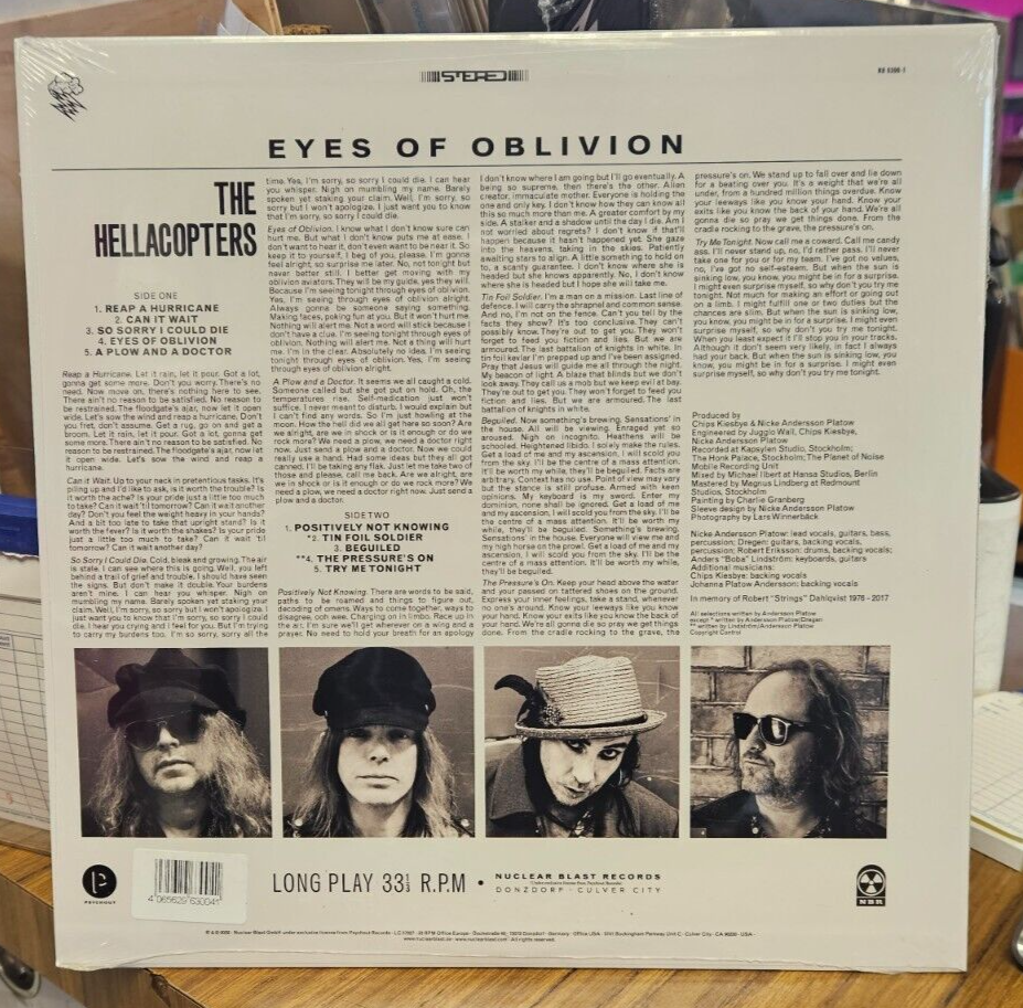 The Hellacopters "Eyes Of Oblivion" Brand New LP Cler Vinyl W/Poster Sealed1