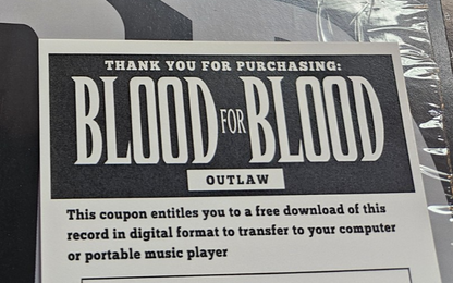 BLOOD FOR BLOOD "Outlaw Anthems" Victory 2015 With Download Used LP Near Mint5