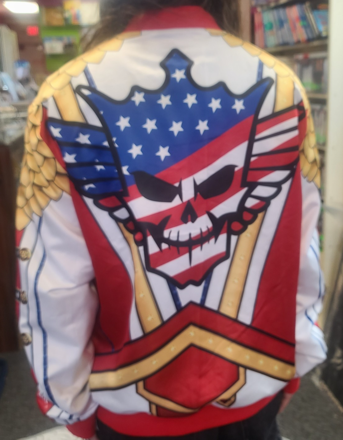 Cody Rhoads Button Up Chalk Line XL USED Satin Entrance Jacket Red White Blue1