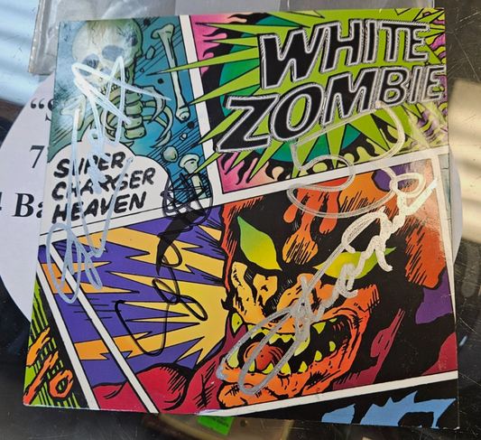 WHITE ZOMBIE "SUPER CHARGER HEAVEN" USED 7" RECORD AUTOGRAPHED ALL 4 MEMBERS VG+0
