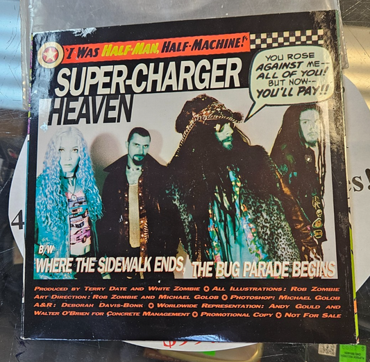 WHITE ZOMBIE "SUPER CHARGER HEAVEN" USED 7" RECORD AUTOGRAPHED ALL 4 MEMBERS VG+1