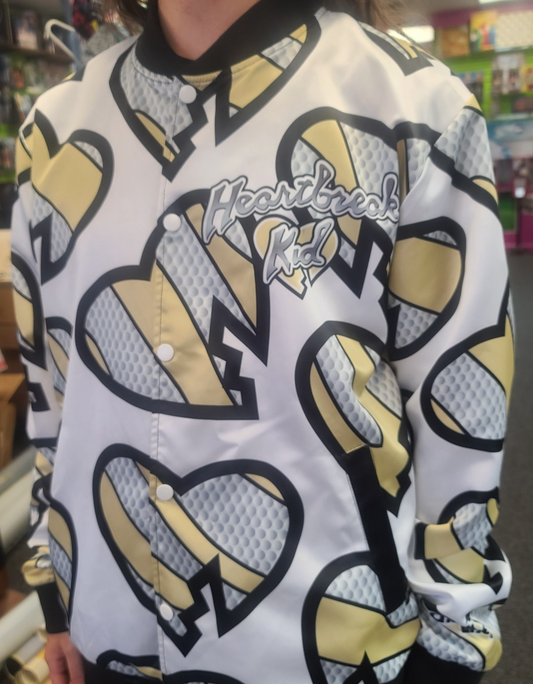 Shawn Michaels HBK Gold White Black Large Used Chalk Line Jacket Tribute Attire0
