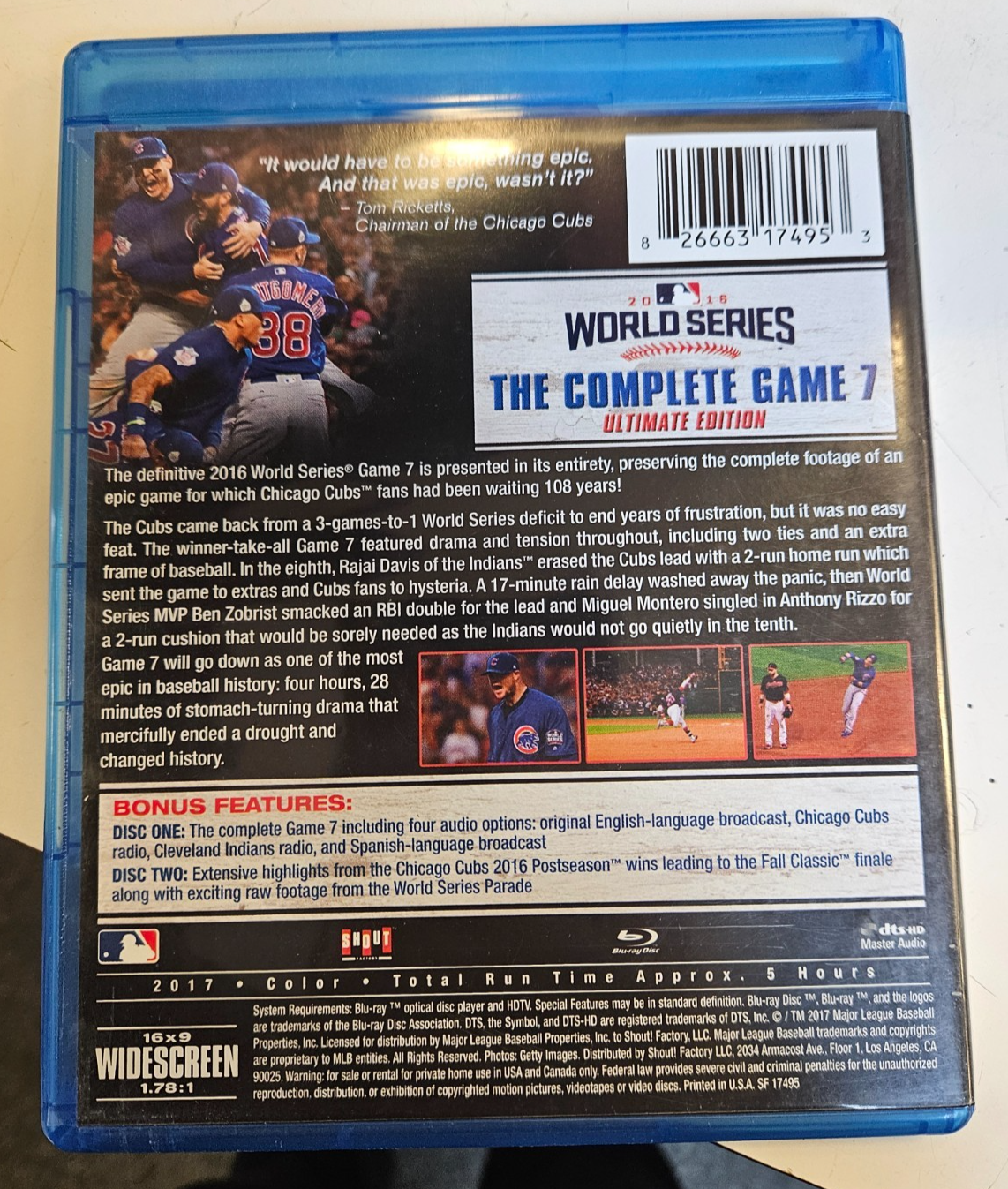 World Series Complete Game 7 Ultimate Edition 2016 Pre-Owned Blu-Ray VG+ RARE1