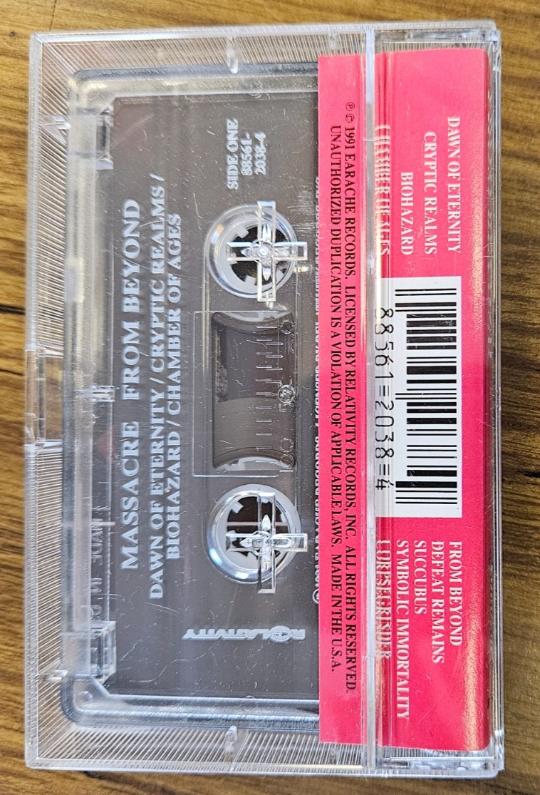 MASSACRE "FROM BEYOND" USED CASSETTE 1991 EARACHE RECORDS RELEASE VG+ VG+1