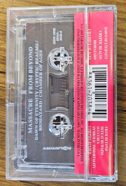MASSACRE "FROM BEYOND" USED CASSETTE 1991 EARACHE RECORDS RELEASE VG+ VG+1