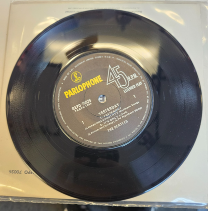 The Beatles Yesterday Parlophone EMI Gepo 70026 Australia VG+VG+ Used 7" Record2