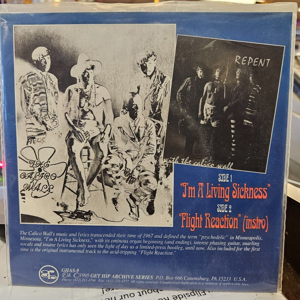 Calico Wall "I'm A Living Sickness" Bside Flight Reaction" New 7' Record Mint1