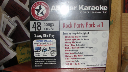 All Star Karaoke: Rock Party Pack Vol. 1 48 Songs 4 CDs Brand New Factory Sealed0